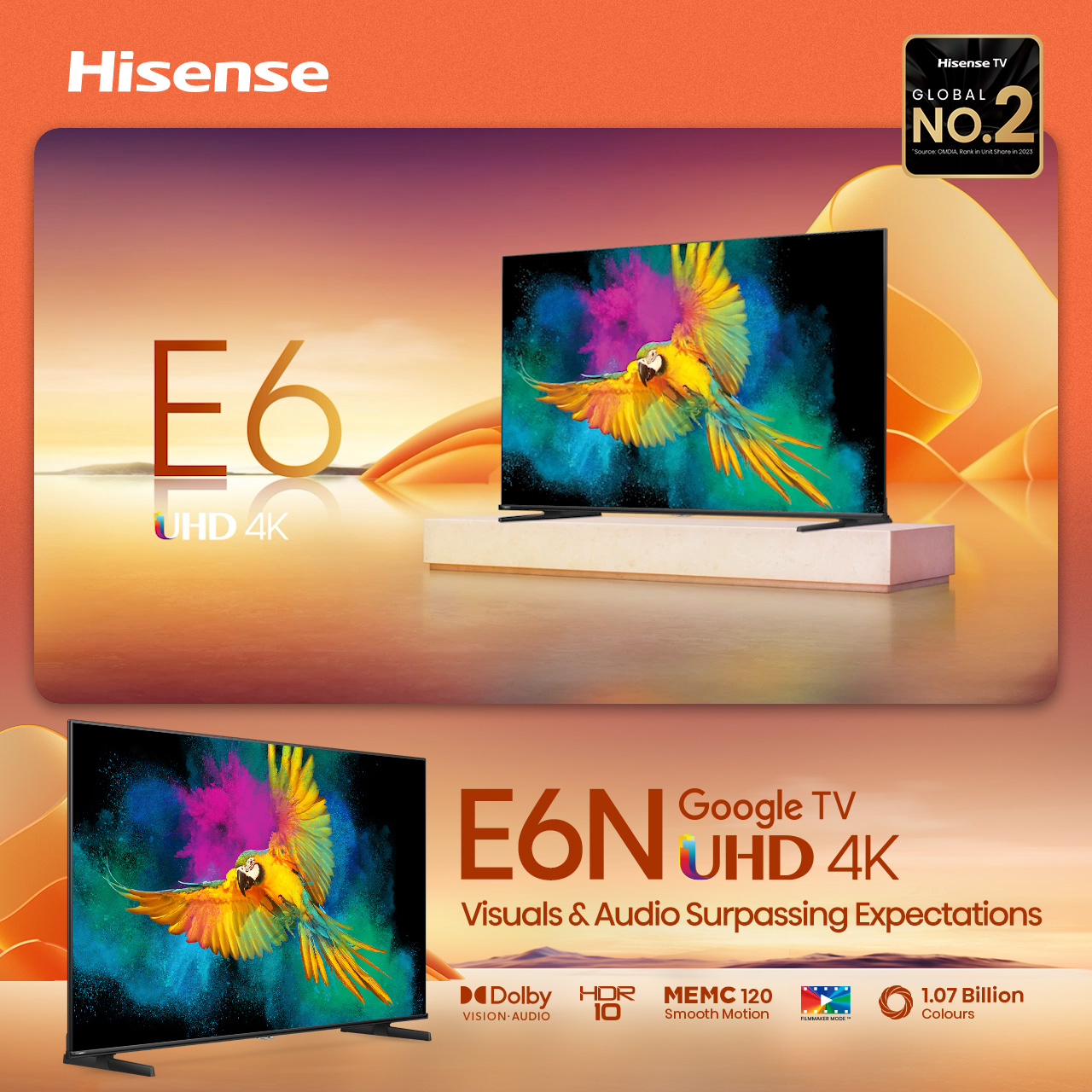 2024] Hisense E6N 55 inch 4K UHD Google TV | Dolby Vision & Audio